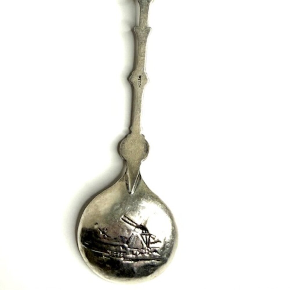 Vintage Collectible Holland Silverplate Spoon with Blue Delft Porcelain Inset - Picture 9 of 10